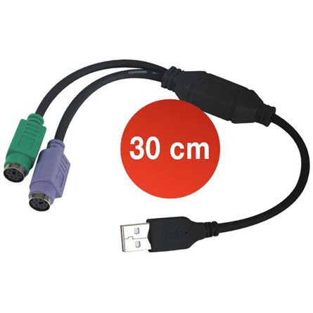 Gembird USB 2.0 A -> 2db PS/2 M/F adapter 0.3m fekete