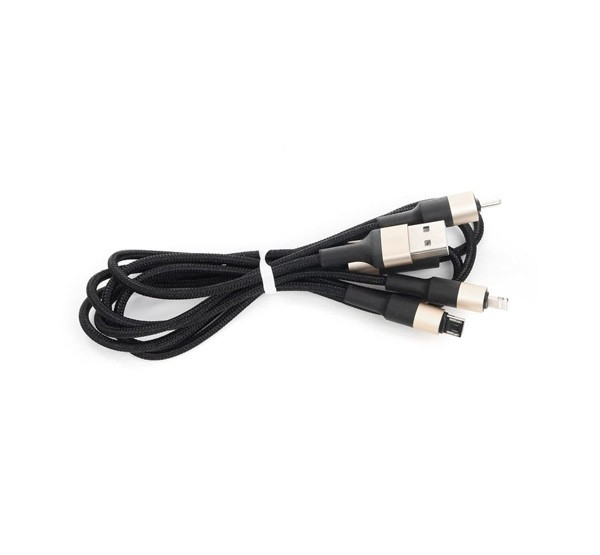 Hoco X26 Xpress USB - Apple iPhone Lightning kábel, ( 8-pin ) + Micro+Type-c fekete / arany
